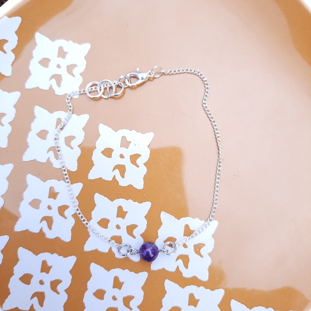 Amethyst Stone Simple Chain Bracelet